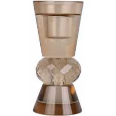 Present Time Crystal Art Duo Cone Candle Holder - Sand Brown