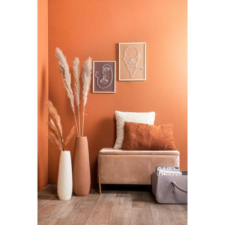Present Time Line Drawing Wall Art - Cognac Brown