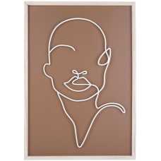 OUTLET Line Drawing Wall Art - Cognac Brown