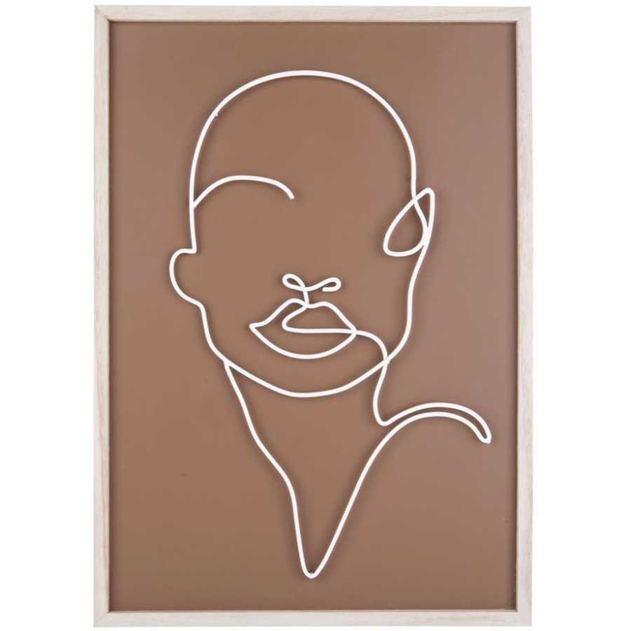 Present Time Line Drawing Wall Art - Cognac Brown