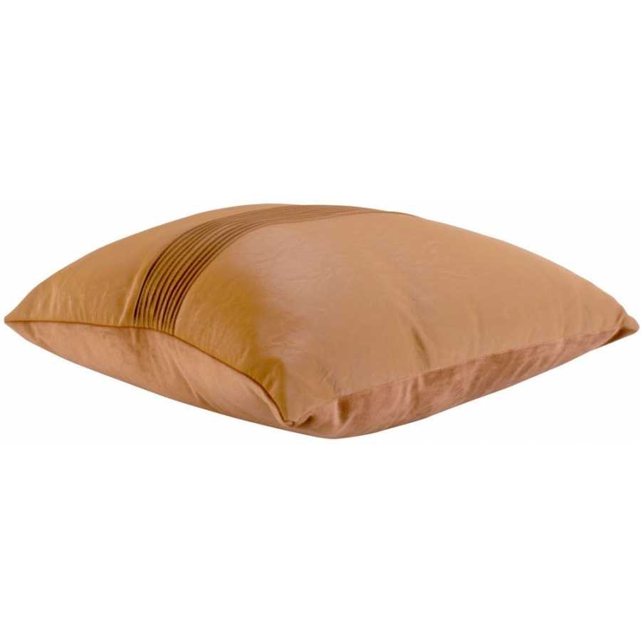 Present Time Leather Look Square Cushion - Cognac Brown