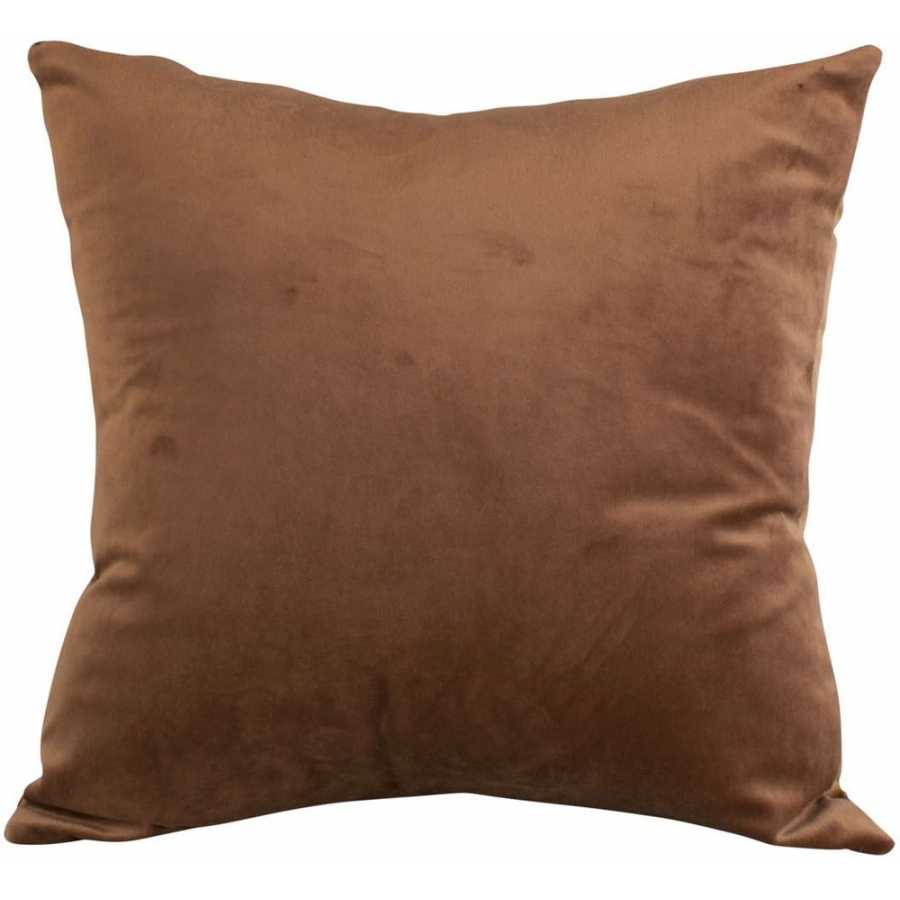 Present Time Leather Look Square Cushion - Cognac Brown