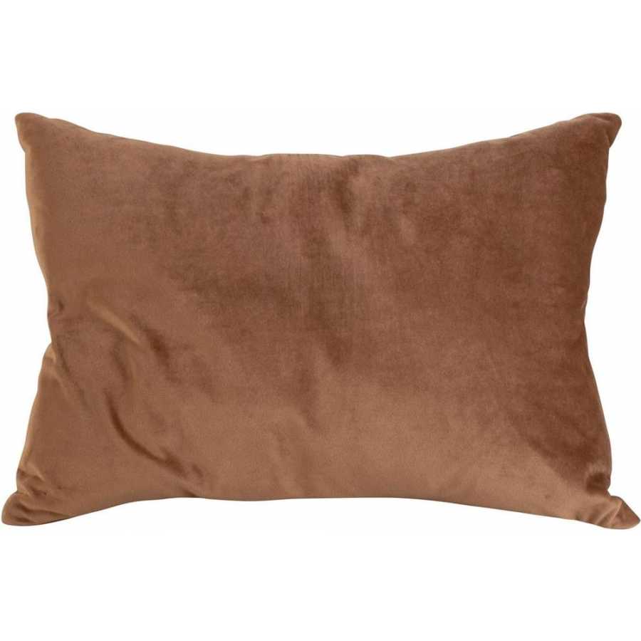 Present Time Leather Look Rectangular Cushion - Cognac Brown