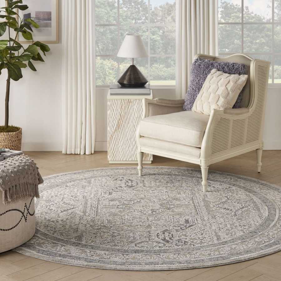 Nourison Lynx LNX01 Round Rug - Ivory Grey & Blue