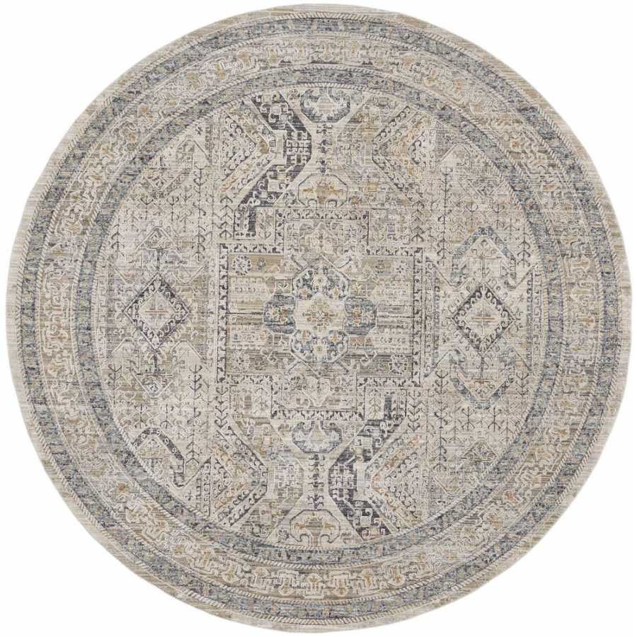 Nourison Lynx LNX01 Round Rug - Ivory Grey & Blue