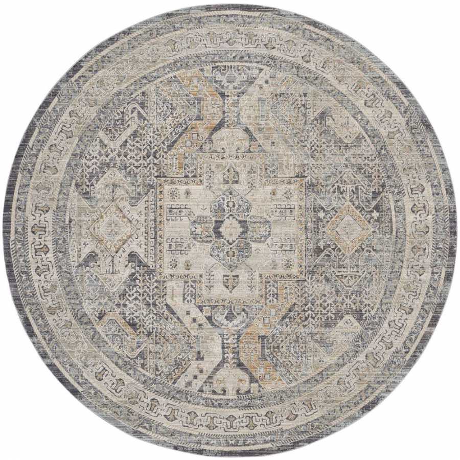Nourison Lynx LNX01 Round Rug - Ivory & Charcoal