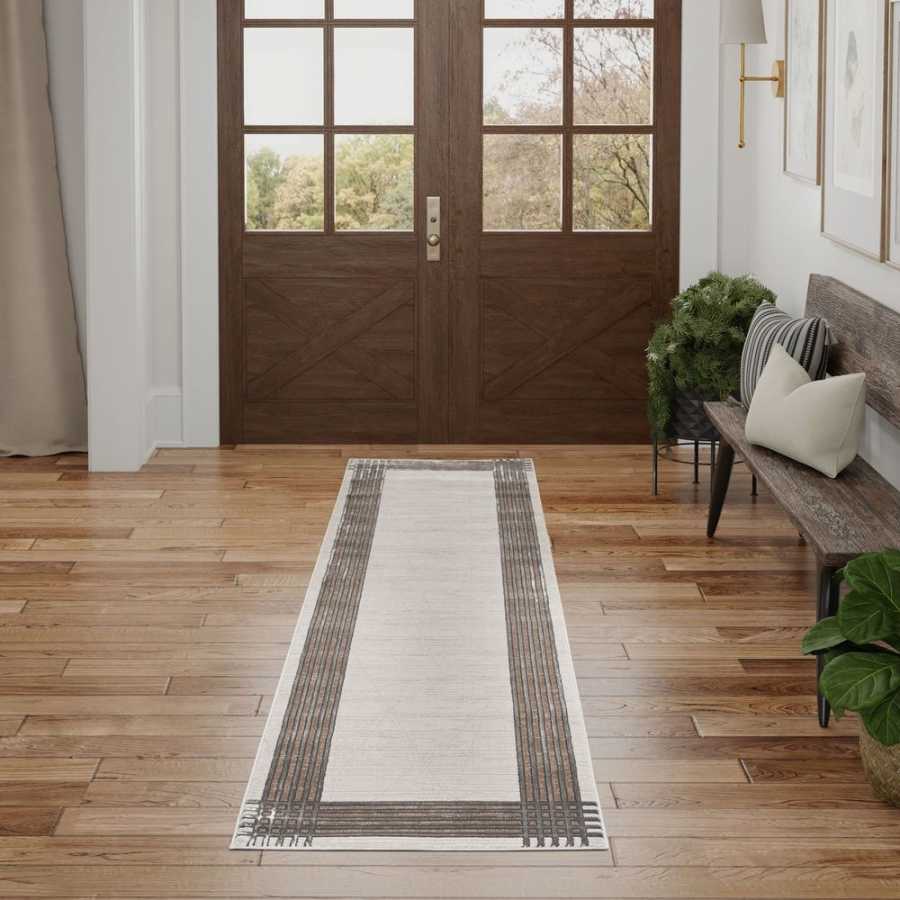 Nourison Desire DSR01 Runner Rug - Ivory & Silver