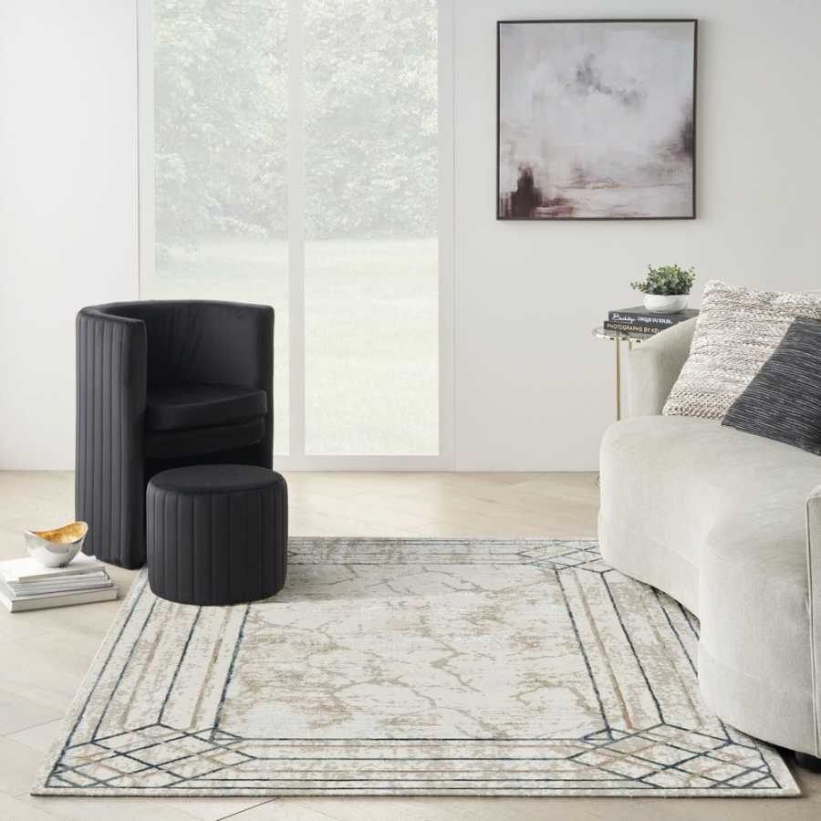 Nourison Glitz GLZ03 Rug - Ivory & Taupe