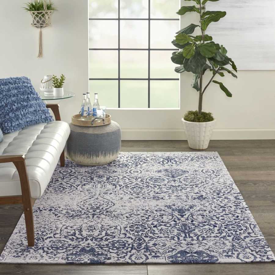 Nourison Damask DAS06 Rug - Ivory & Navy