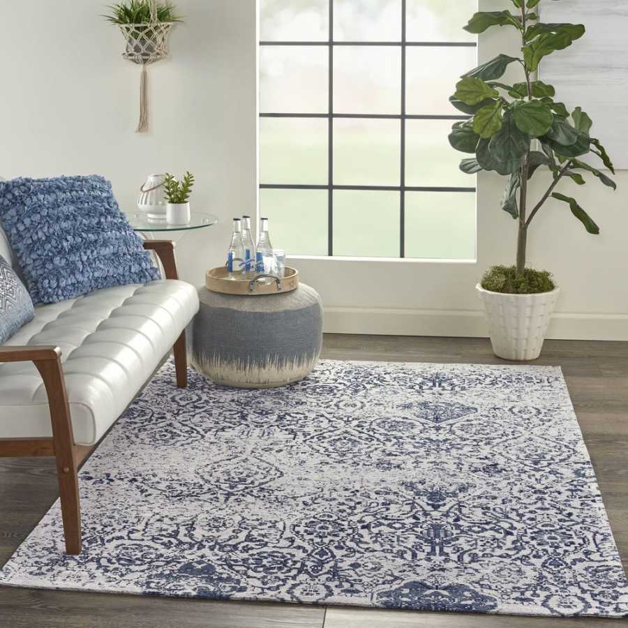 Nourison Damask DAS06 Rug - Ivory & Navy