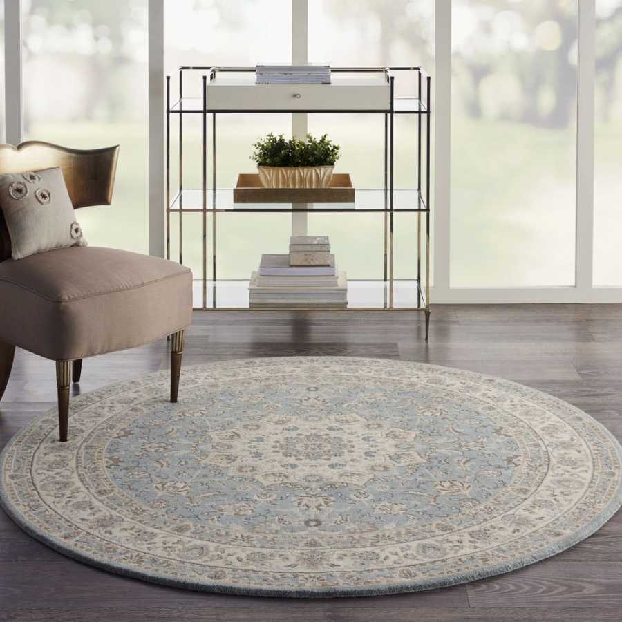 Nourison Living Treasures LI15 Round Rug - Aqua & Ivory