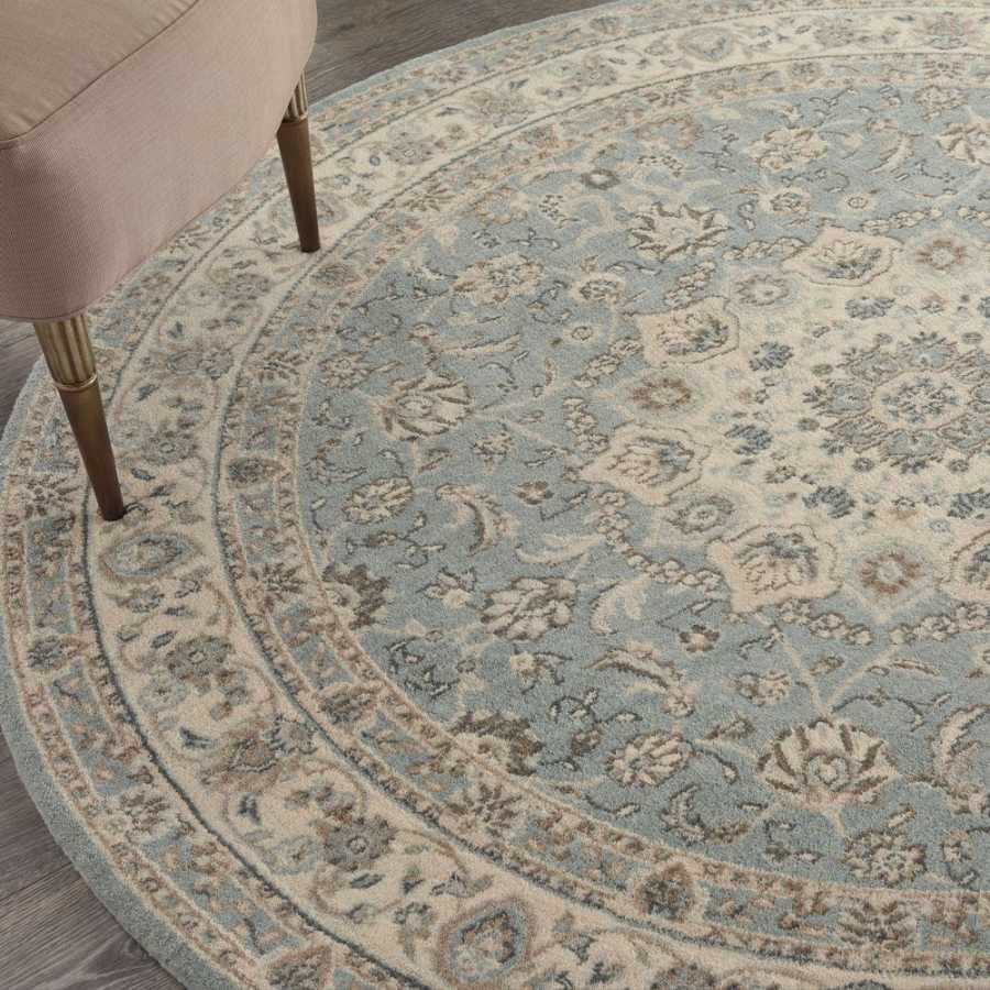 Nourison Living Treasures LI15 Round Rug - Aqua & Ivory