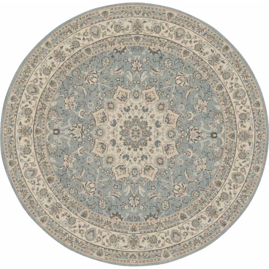 Nourison Living Treasures LI15 Round Rug - Aqua & Ivory