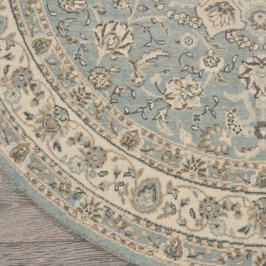 Nourison Living Treasures LI15 Round Rug - Aqua & Ivory