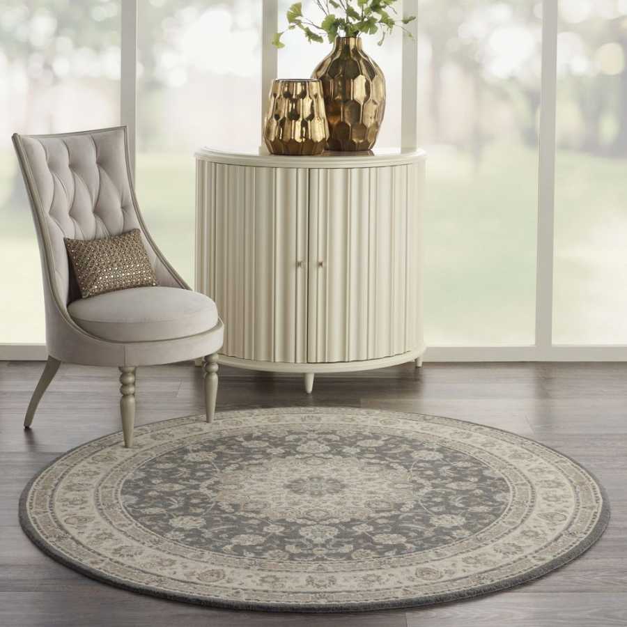 Nourison Living Treasures LI15 Round Rug - Grey & Ivory