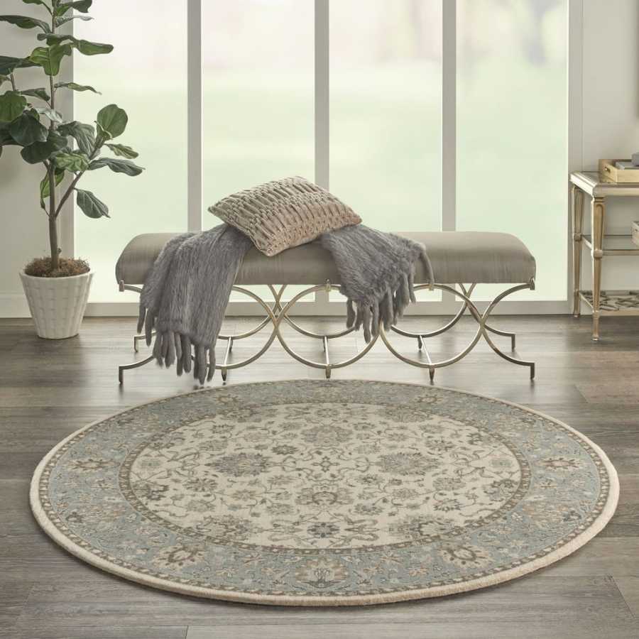 Nourison Living Treasures LI16 Round Rug - Grey & Ivory