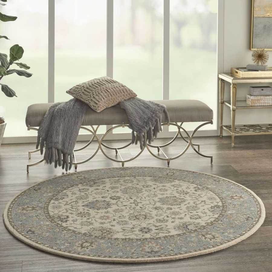 Nourison Living Treasures LI16 Round Rug - Grey & Ivory