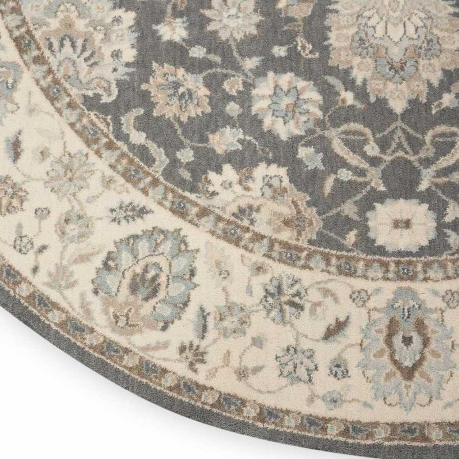 Nourison Living Treasures LI16 Round Rug - Ivory & Aqua