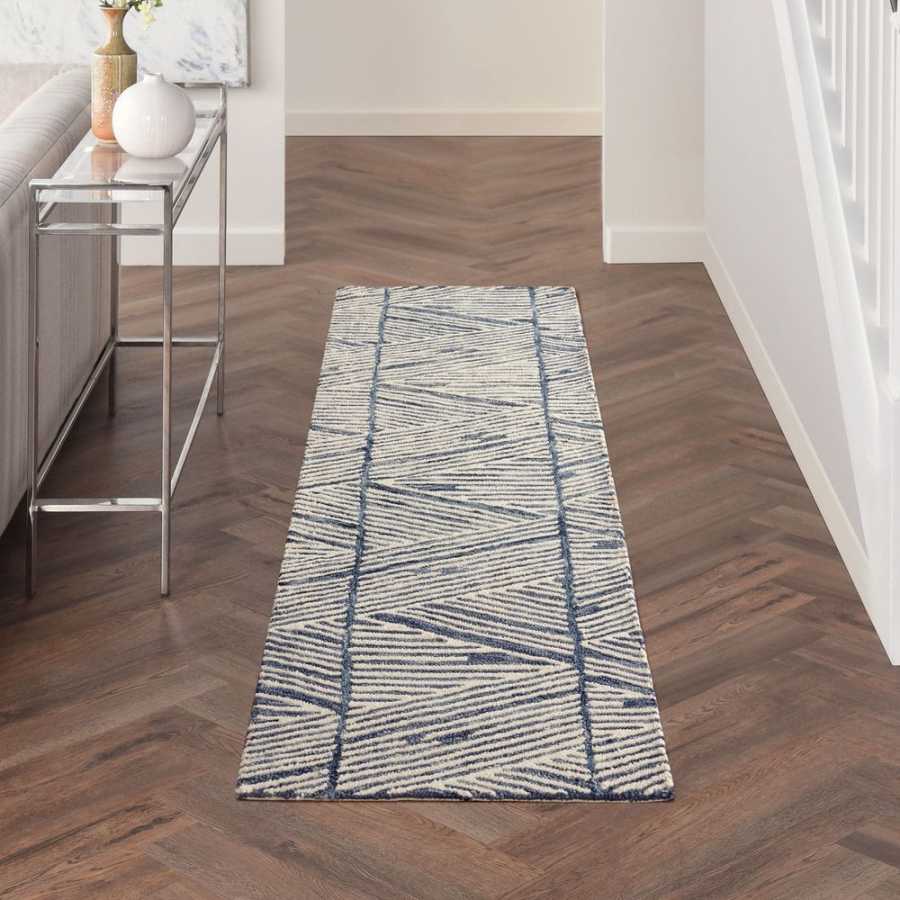 Nourison Colorado CLR01 Runner Rug - White & Blue