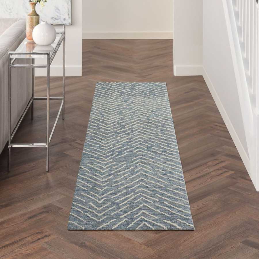 Nourison Colorado CLR02 Runner Rug - Indigo & Ivory