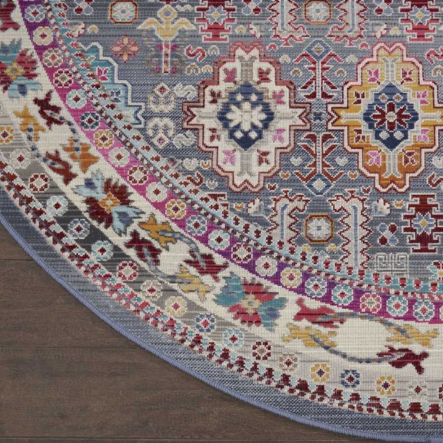 Nourison Vintage Kashan VKA05 Round Rug - Grey & Multicolour