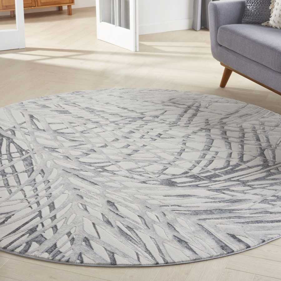 Nourison Rustic Textures RUS17 Round Rug - Ivory Grey