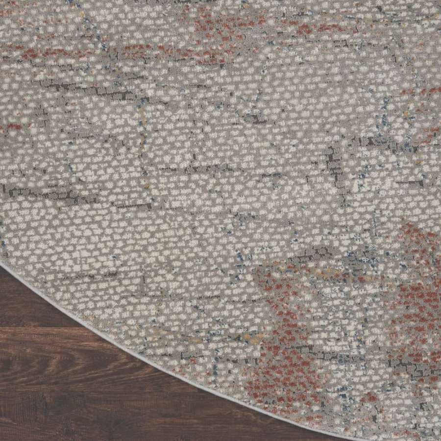 Nourison Rustic Textures RUS15 Round Rug - Light Grey & Rust
