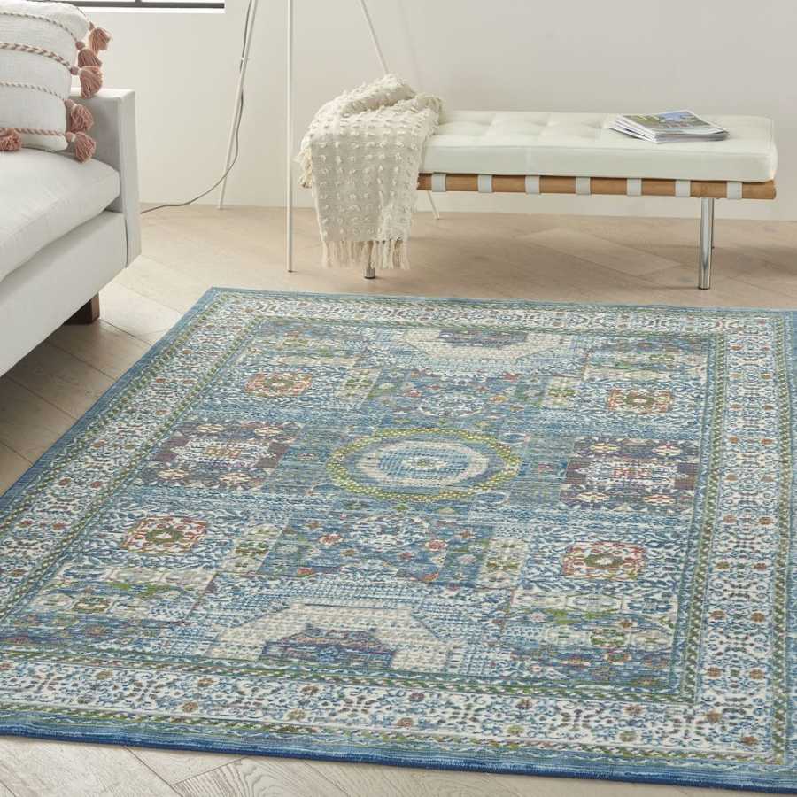 Nourison Ankara Global ANR17 Rug - Ivory & Light Blue