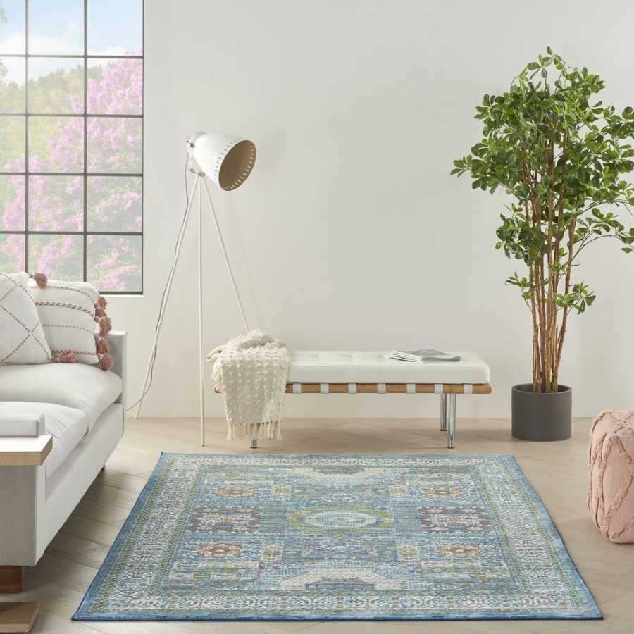 Nourison Ankara Global ANR17 Rug - Ivory & Light Blue