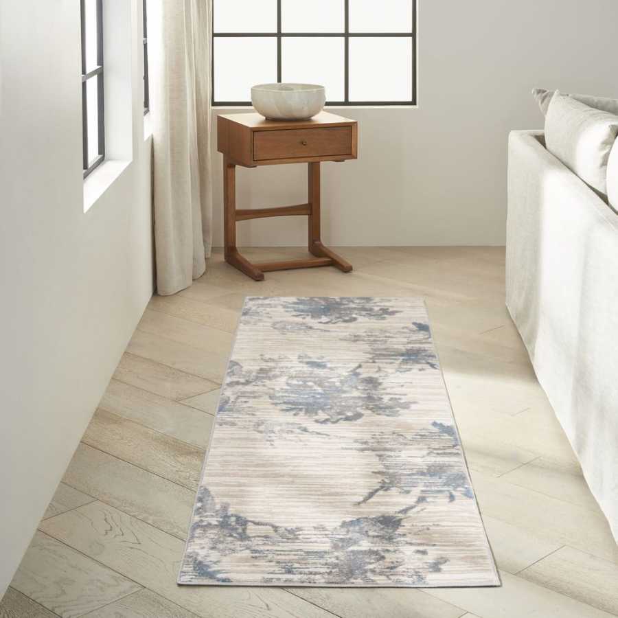 Calvin Klein CK005 Enchanting ECH01 Runner Rug - Ivory Grey & Blue