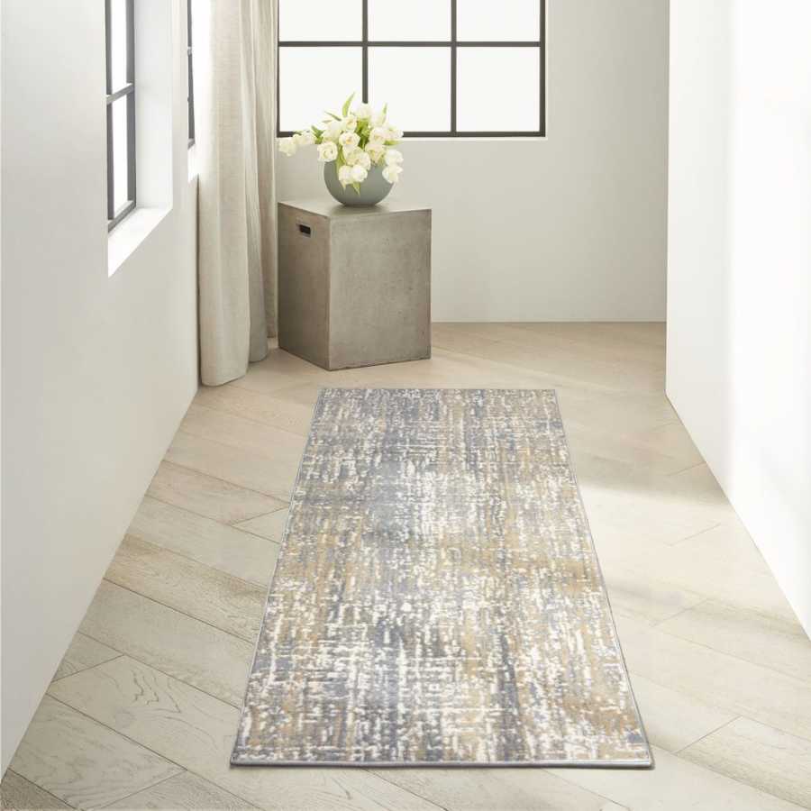 Calvin Klein CK005 Enchanting ECH04 Runner Rug - Grey & Beige