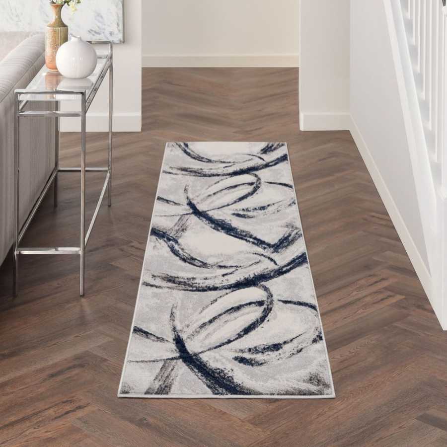 Nourison Brushstrokes BSK02 Runner Rug - Grey & Navy