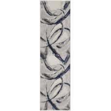 Nourison Brushstrokes BSK02 Runner Rug - Grey & Navy