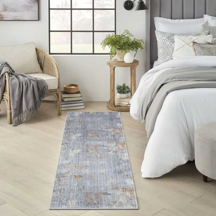 Nourison Abstract Hues ABH01 Runner Rug - Grey & Blue