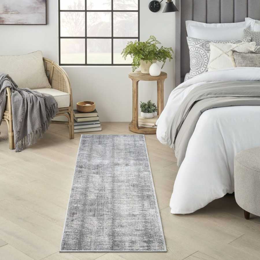 Nourison Abstract Hues ABH03 Runner Rug - Grey & White