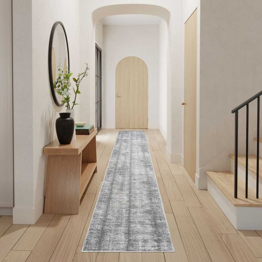 Nourison Abstract Hues ABH03 Runner Rug - Grey & White