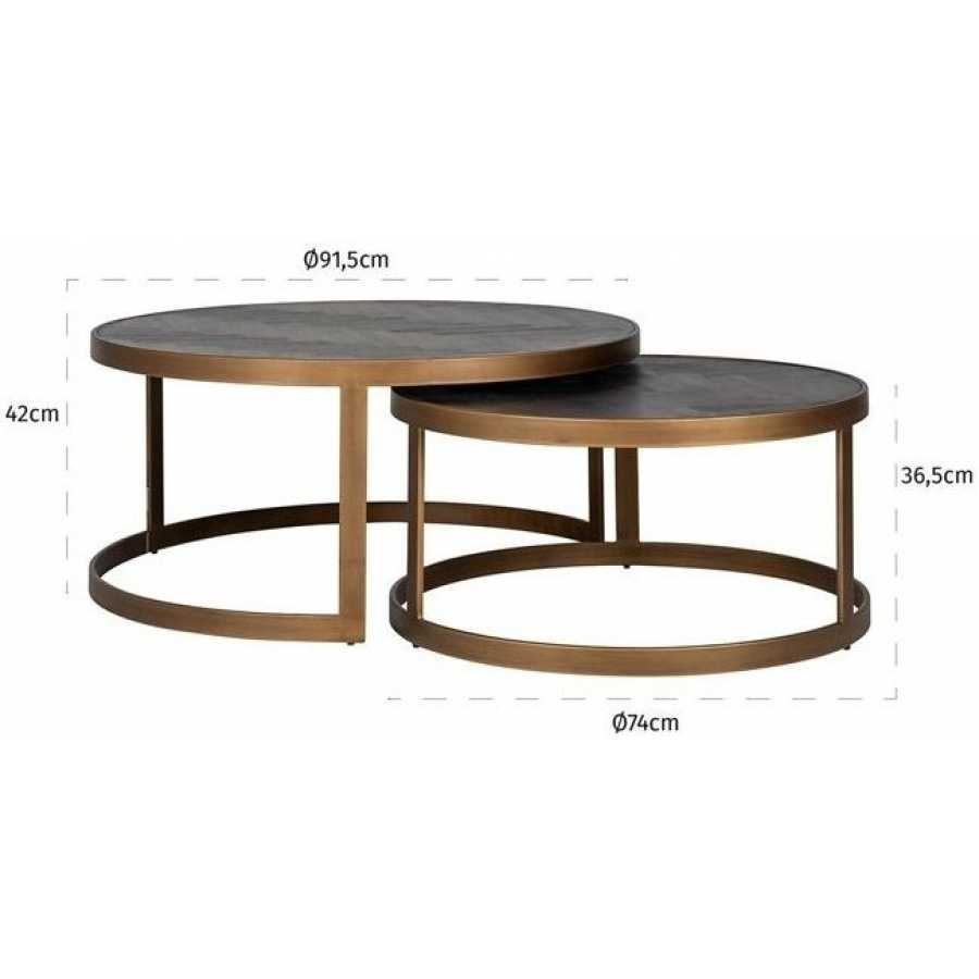 Richmond Interiors Blackbone Coffee Tables - Set of 2 - Brass