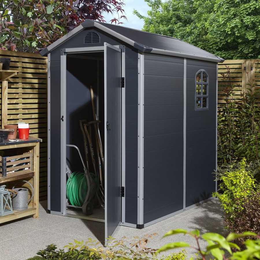 Rowlinson Airevale Outdoor Shed - 4ft x 6ft - Dark Grey