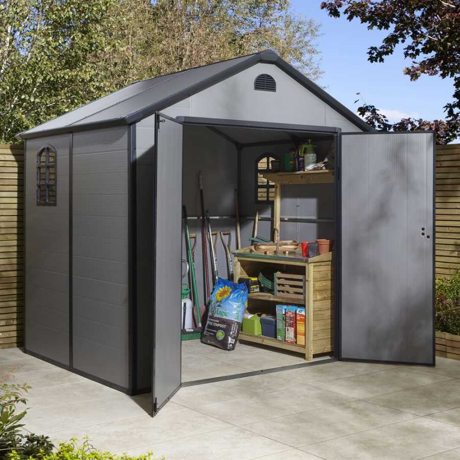 Rowlinson Airevale Outdoor Shed - 8ft x 6ft Light Grey