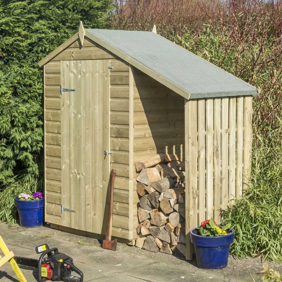 Rowlinson Oxford Outdoor Shed With Log Store - 3ft x 4ft