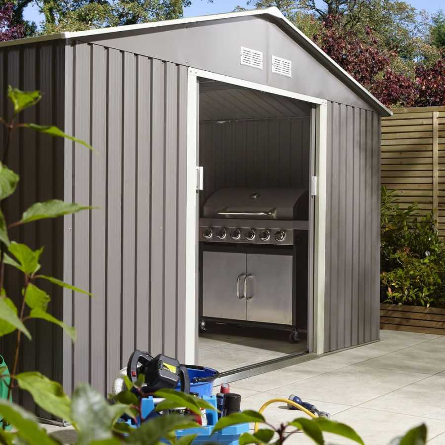 Rowlinson Trentvale Apex Outdoor Shed - 10ft x 8ft - Light Grey