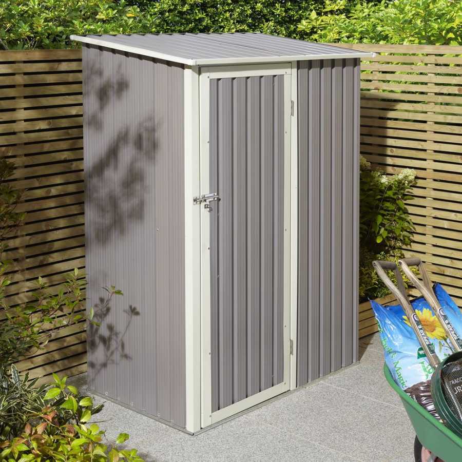 Rowlinson Trentvale Pent Outdoor Shed - 5ft x 3ft - Light Grey