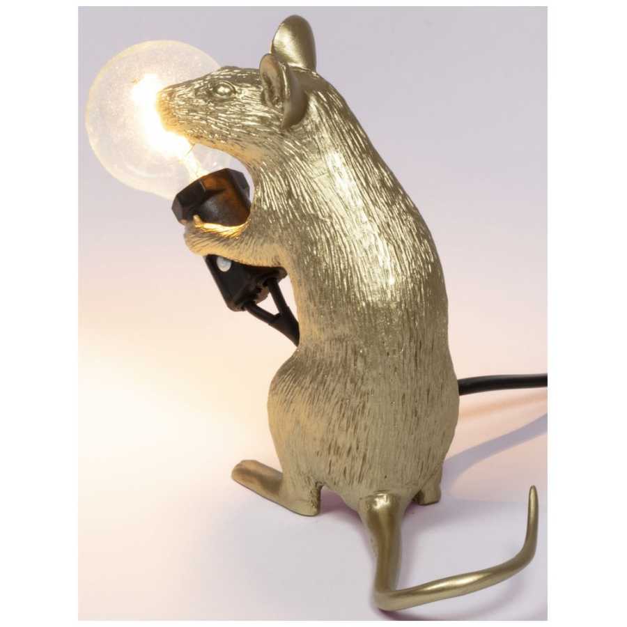 Seletti Mouse Sitting Lamp - Gold