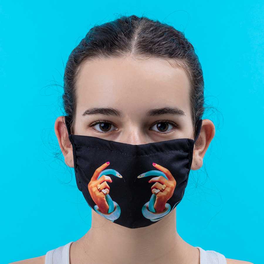 Seletti Washable Antibacterial Face Mask - Hands With Snakes - Small - Medium