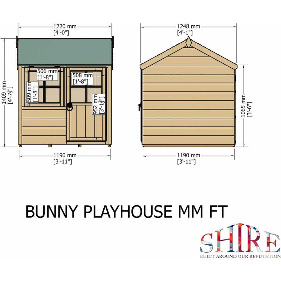 Shire Little Houses Bunny Wendy House - 4Ft x 4Ft