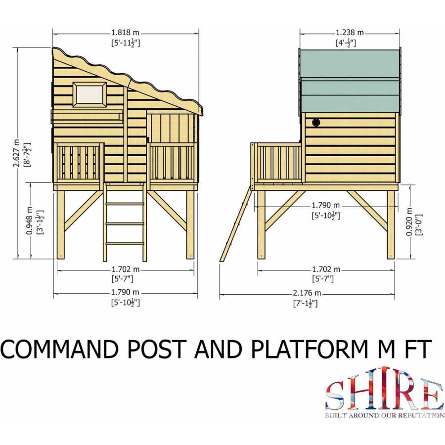 Shire Little Houses Command Post Playhouse With Platform - 6Ft x 4Ft