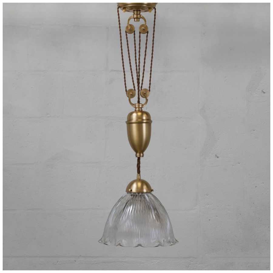 Soho Lighting Darblay Rise & Fall - Large Scalloped Dome Pendant Light - Brass