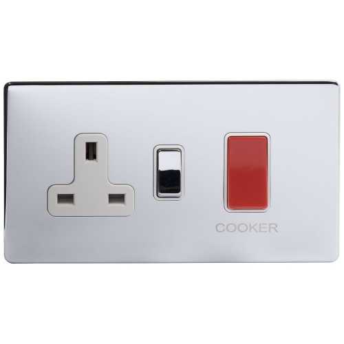 Soho Lighting Finsbury Cooker Control Socket - Polished Chrome & White