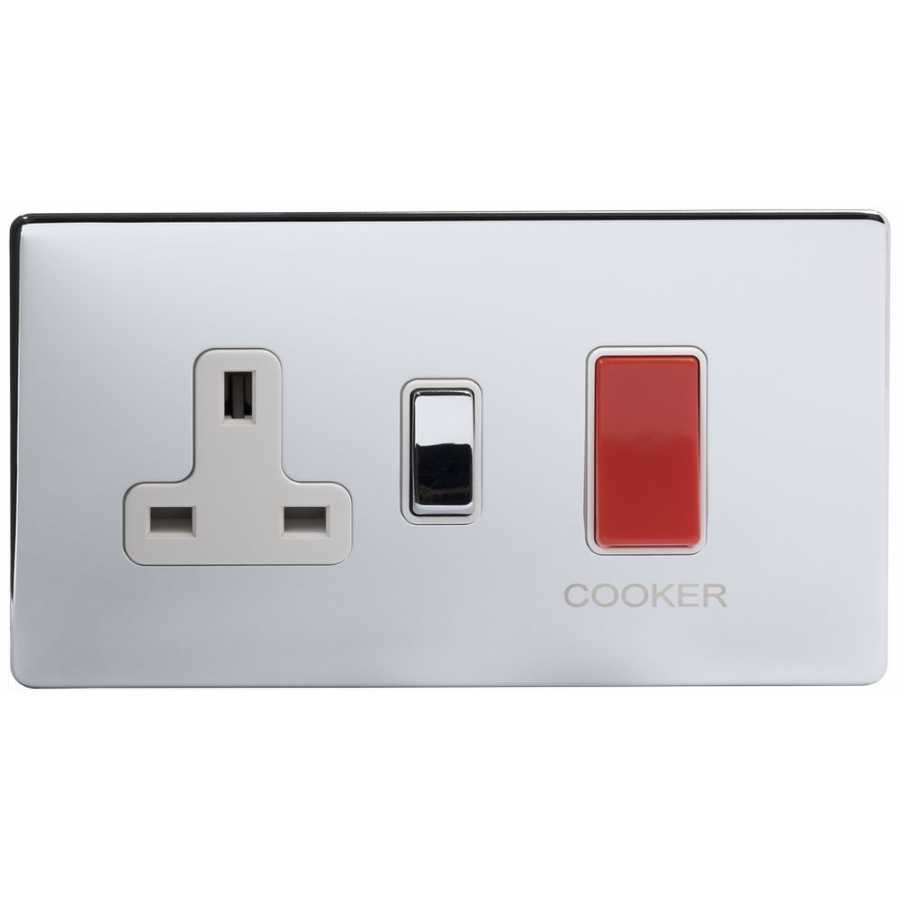 Soho Lighting Finsbury Cooker Control Socket - Polished Chrome / White