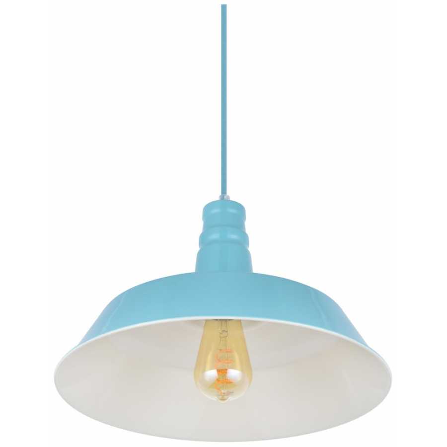 Soho Lighting Argyll Industrial Pendant Light - Duck Egg Blue / Turquoise - Small